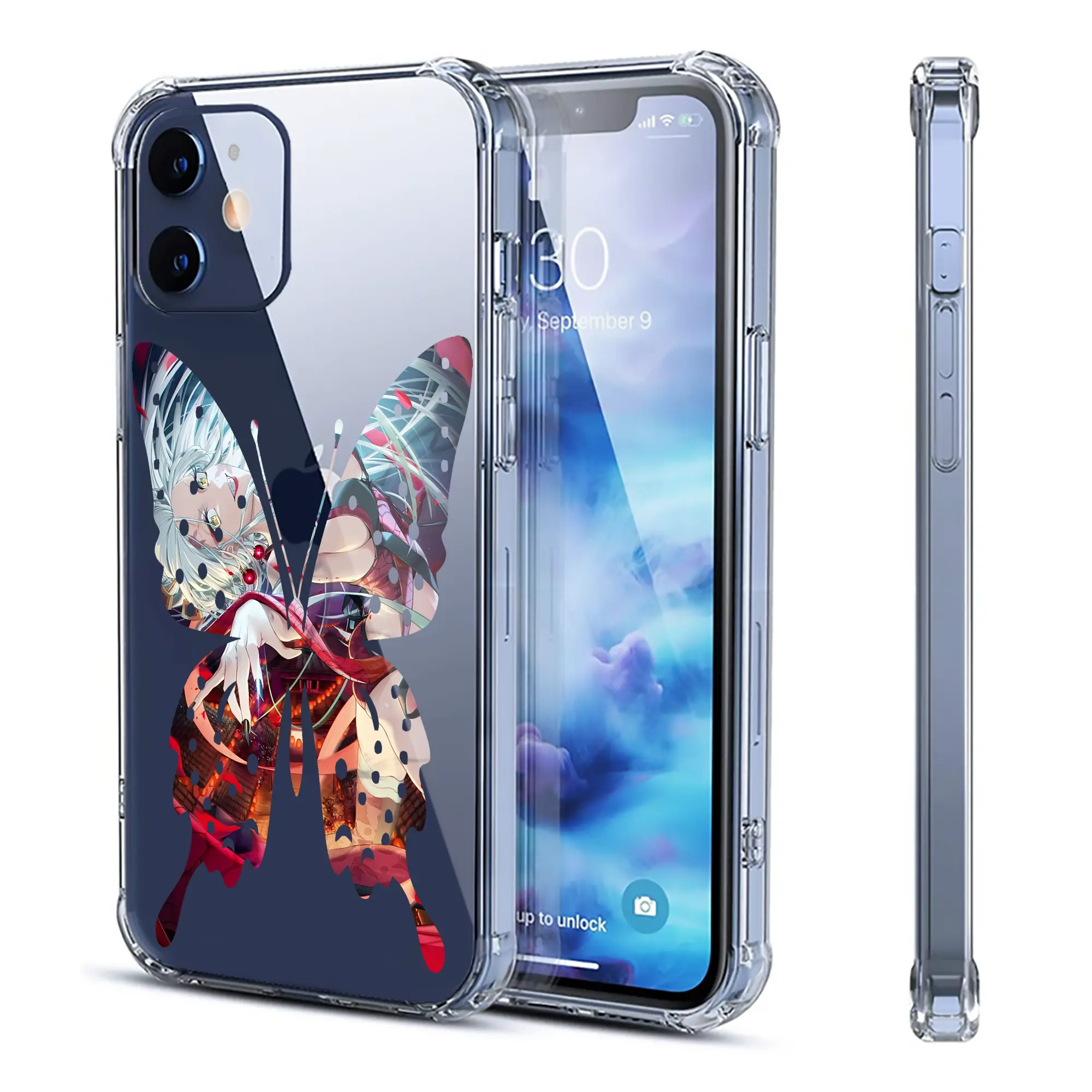 鬼滅の刃 グッズ,堕姫 - IPhone 12シリーズ対応 ・ 透明スマホケース ・ クリアソフトケース ・ TPU素材 ・ 耐衝撃 ・ 高密着 ・ 防汚 防指紋 ・ 簡単着脱